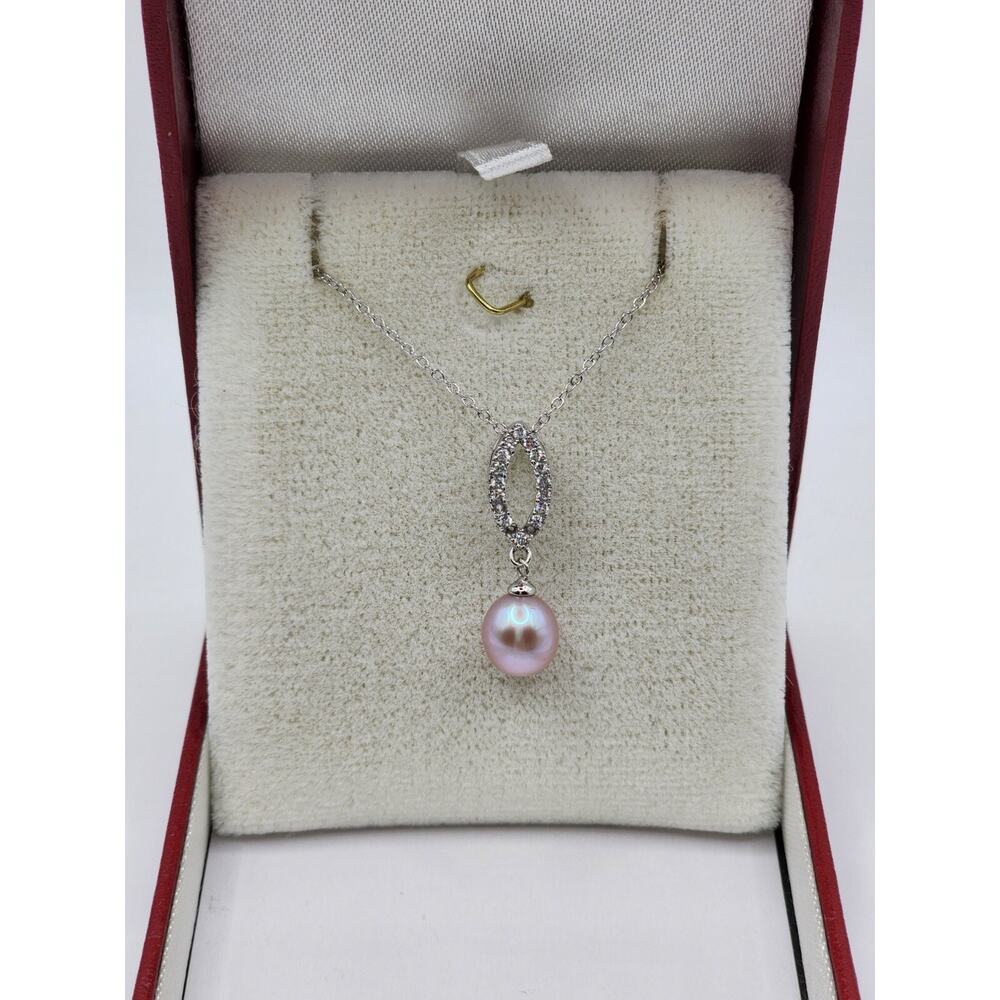 Radiance Pearl Sterling Silver 7mm Pink Freshwater Cultured Pearl Pendant 17"